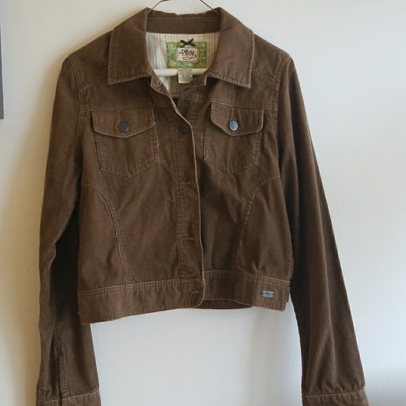 Roxy Jackets & Blazers - Roxy brown corduroy jacket w/embroidered flowers
